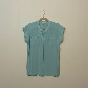 Calvin Klein Aqua Short Sleeve Blouse